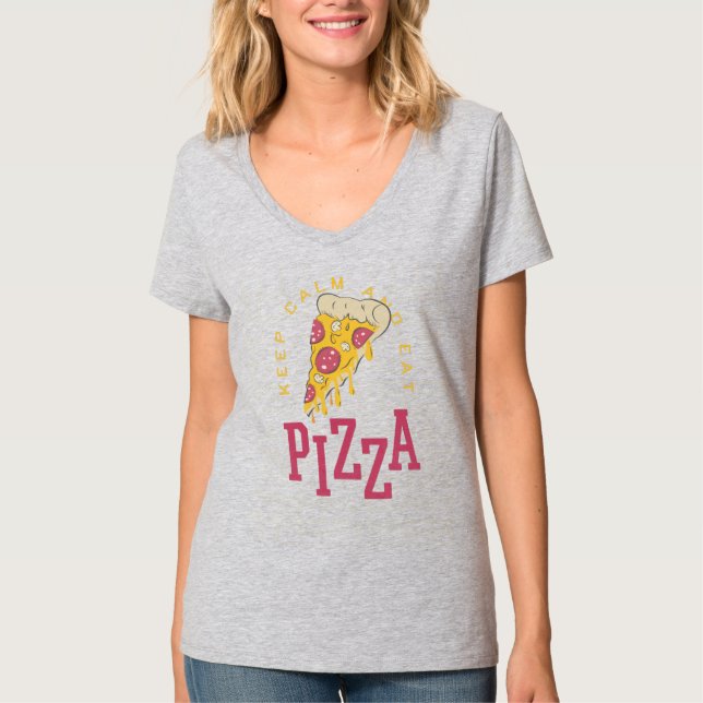 T-shirt Gardez Le Calme Et Mangez De La Pizza Drôle Des Dî (Devant)