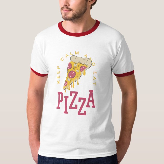 T-shirt Gardez Le Calme Et Mangez De La Pizza Drôle Des Dî (Devant)