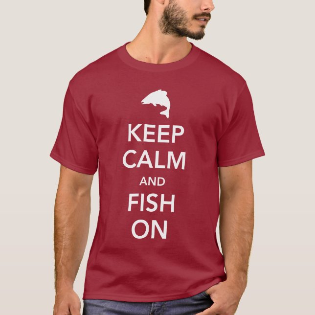 T-shirt Gardez le calme et pêchez dessus (Devant)