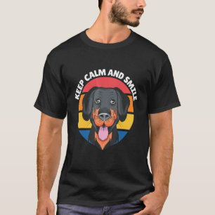 T-shirt Gardez Le Calme Et Souriez Joyeux Visage Chien Tee