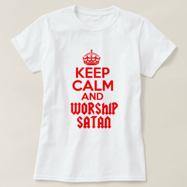 T-shirt Gardez le culte calme Satan (Design devant)