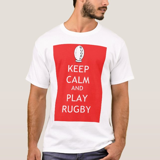 T-shirt Gardez le rugby de calme et de jeu (Devant)