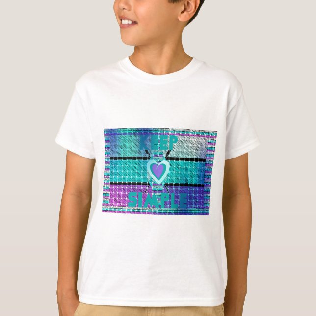 T-shirt Gardez-le simple : Cyan Heart & Clarity Art Motif (Devant)