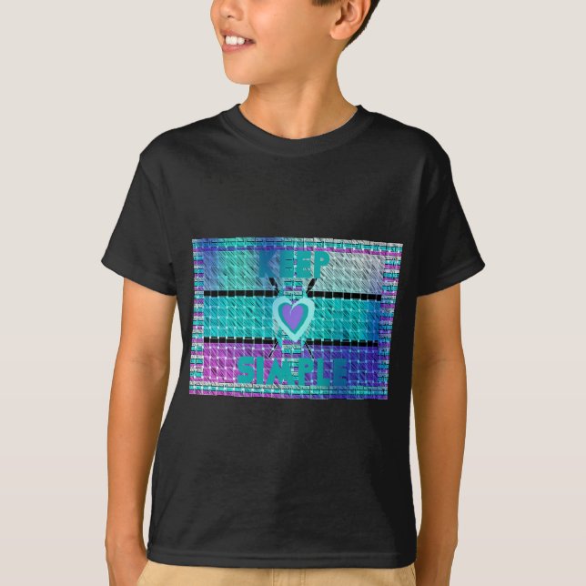 T-shirt Gardez-le simple : Cyan Heart & Clarity Art Motif (Devant)