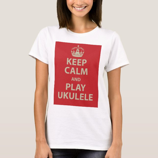 T-shirt Gardez l'ukulélé de calme et de jeu (Devant)