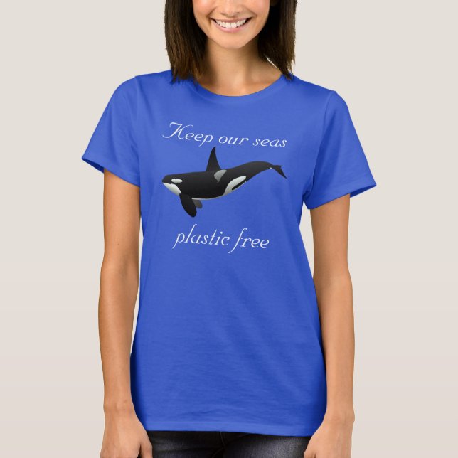 T-shirt Gardez notre mer Plastique Gratuit Orca Tueur Bale (Devant)