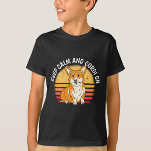 T-shirt Gardez son calme chien corgi retro amoureux chiots