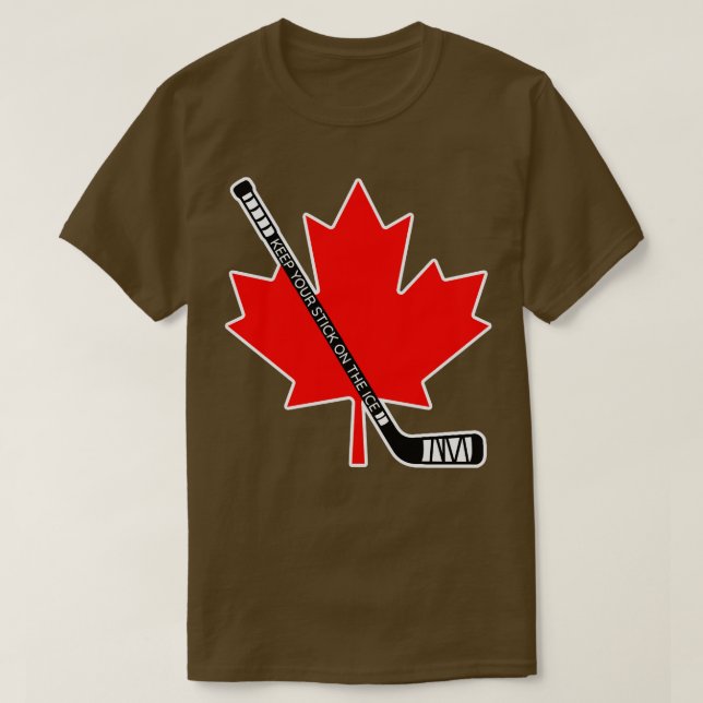 T-shirt Gardez Votre Bâton Sur La Glace Canada (Design devant)
