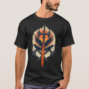 T-shirt Gardien Corbeau Fougueux : Emblème d'épée Viking e