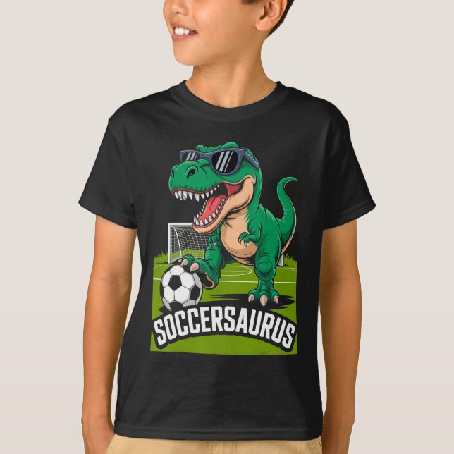 T-shirt Gardien de but de football dinosaure Soccersaurus  (Devant)