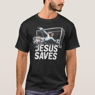 T-shirt Gardien de but de football Jésus sauve chrétien