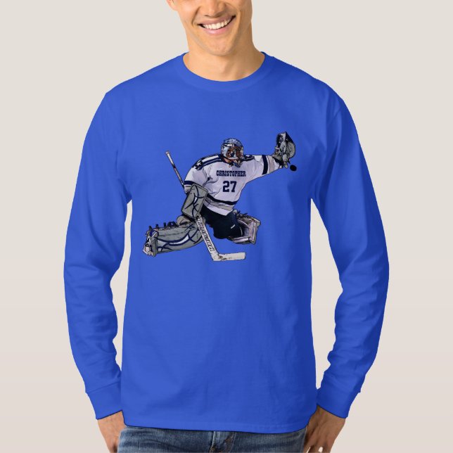 T-shirt Gardien de but de hockey sur glace avec votre (Devant)