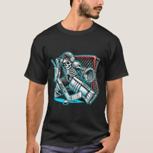T-shirt Gardien de but squelette de hockey Halloween