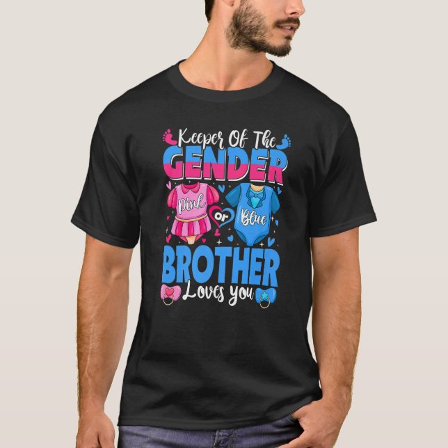 T-shirt Gardien De Genre Frère Vous Aime Rose Ou Ba Bleu (Devant)