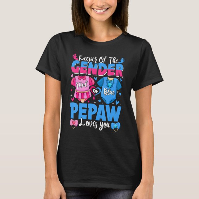 T-shirt Gardien De Genre Pepaw Vous Aime Bébé Rose Ou Bleu (Devant)