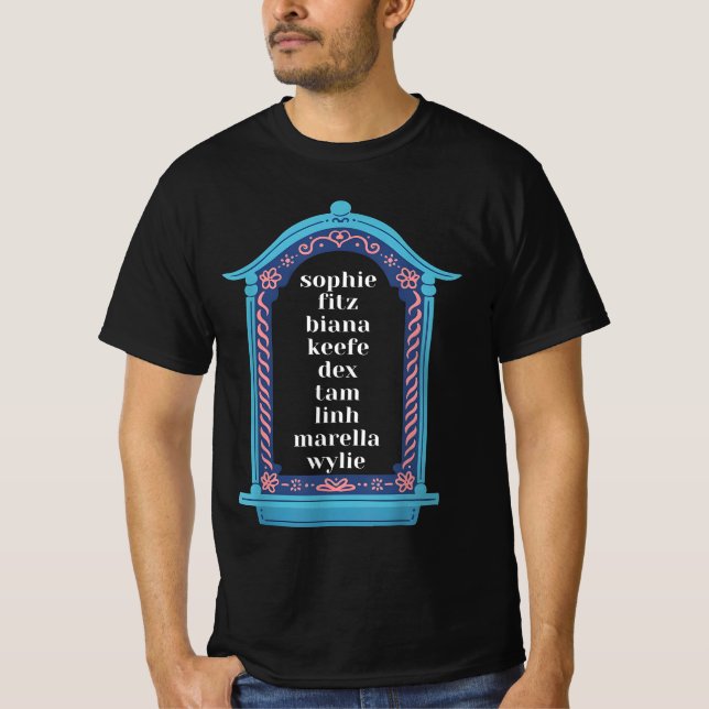 T-shirt " Gardien des villes perdues des noms de personnag (Devant)