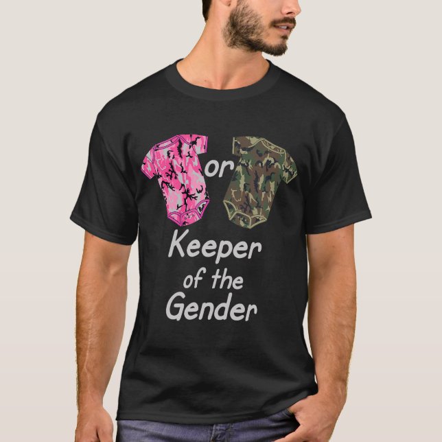 T-shirt Gardien Du Genre Révèle Camoufla Rose Ou Vert (Devant)