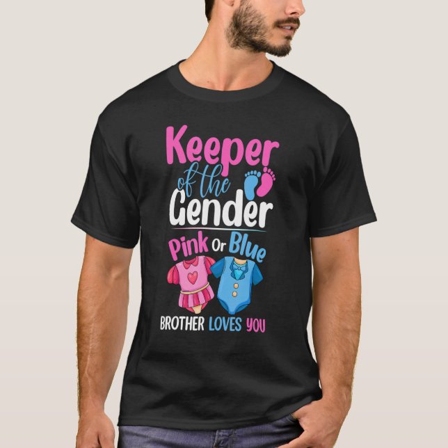 T-shirt Gardien Du Genre Rose Ou Bleu Frère Aime Yo (Devant)