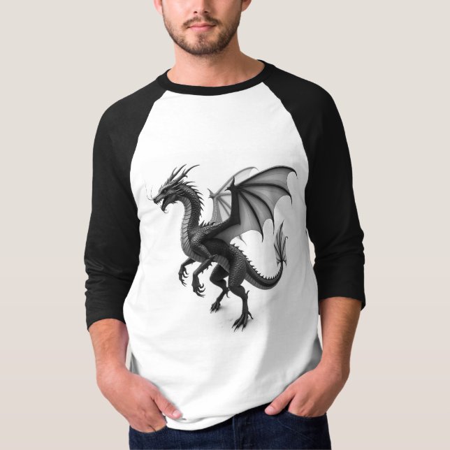 T-shirt Gardien mythique : Silhouette de dragon (Devant)