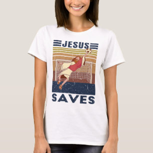 T-shirt Gardien Rétro Jésus Sauve le But de Football