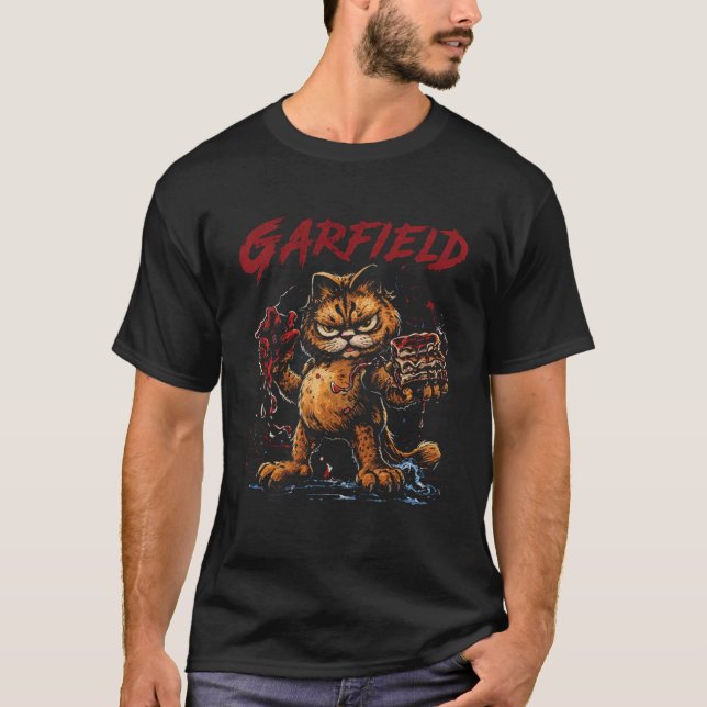T-shirt Garfield Fatality Dark Comic Illustration Brutal S (Devant)
