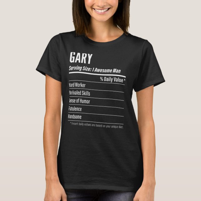 T-shirt Gary Taille du service Nutrition Étiquette Calorie (Devant)
