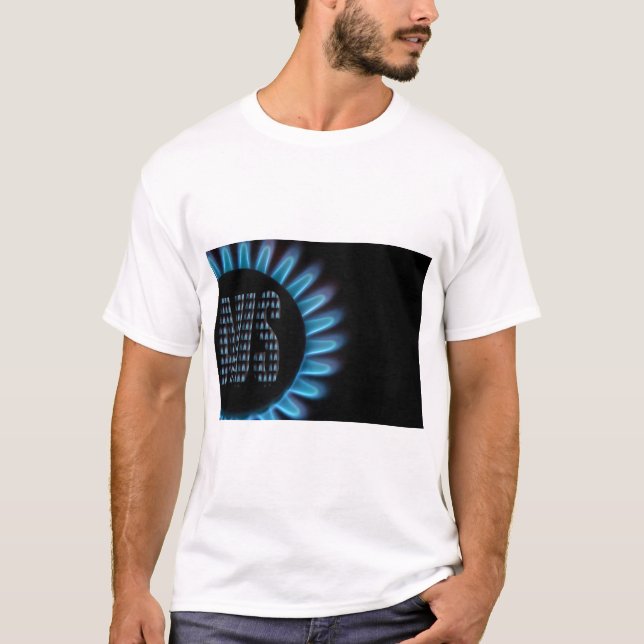 T-shirt Gasflamme von einem Kochfeld mit dem Wort AUS (Devant)