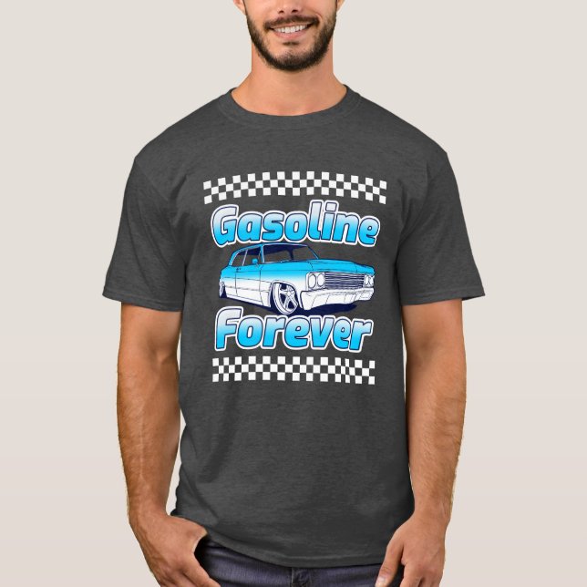 T-shirt Gasoline Forever Classic Car retro (Devant)