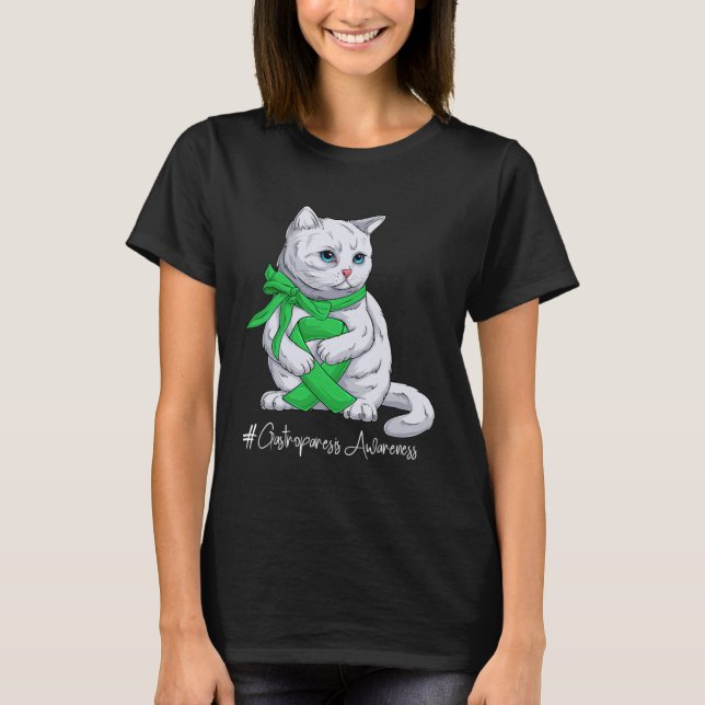 T-shirt Gastroparesis Awareness Month Green Ribbon Cat (Devant)