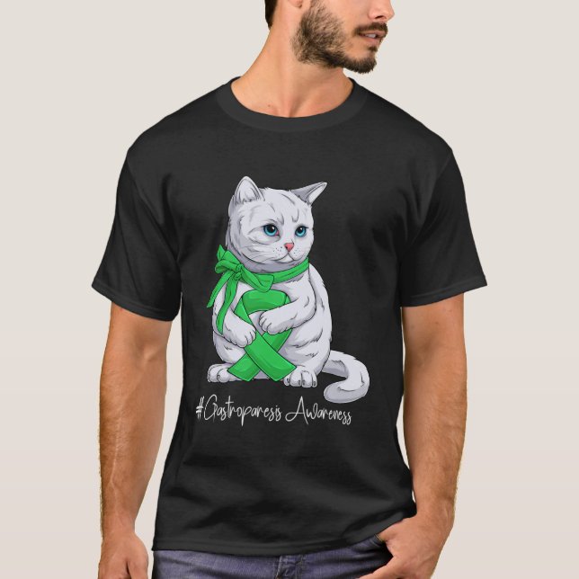 T-shirt Gastroparesis Awareness Month Green Ribbon Cat (Devant)