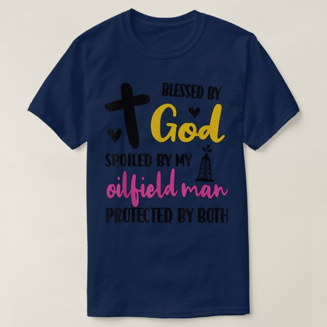 T-shirt Gâté Par Mon Mari De Fil D'Oilfield (Design devant)
