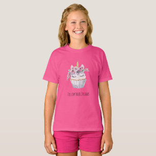 T-shirt Gâteau anniversaire licorne rose floral