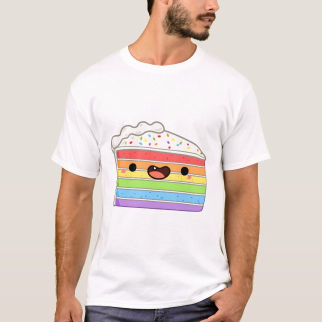 T-shirt Gâteau Arc-en-ciel Kawaii (Devant)