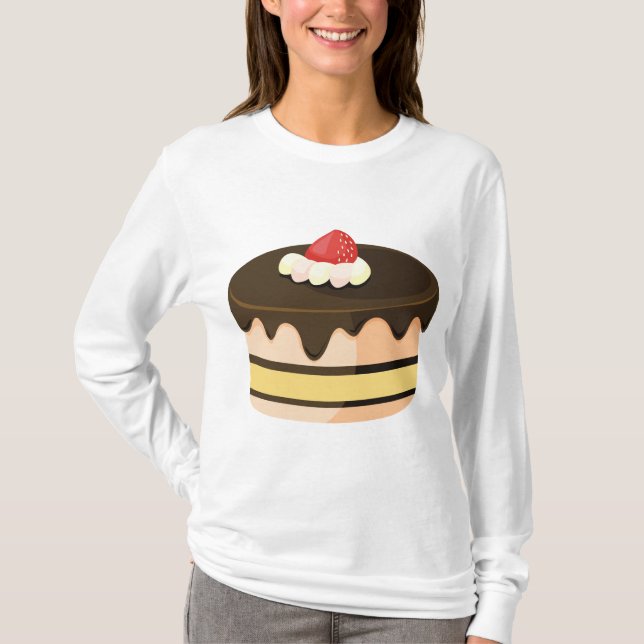 T-shirt Gâteau au Chocolat avec Fraise (Devant)