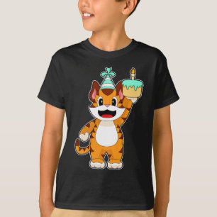 T-shirt Gâteau aux chandelles d'anniversaire du tigre