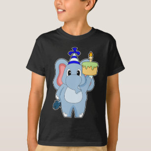 T-shirt Gâteau aux chandelles d'anniversaire éléphant