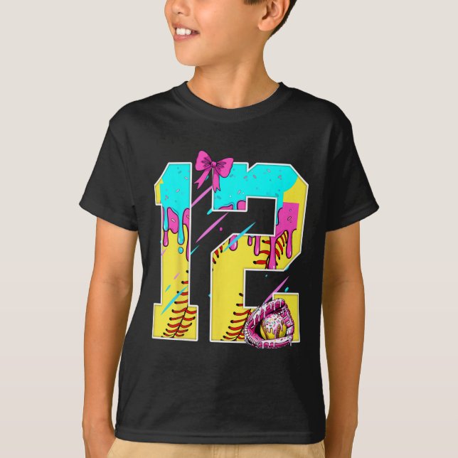 T-shirt Gâteau d'anniversaire 12 ans Crème glacée douce Dr (Devant)