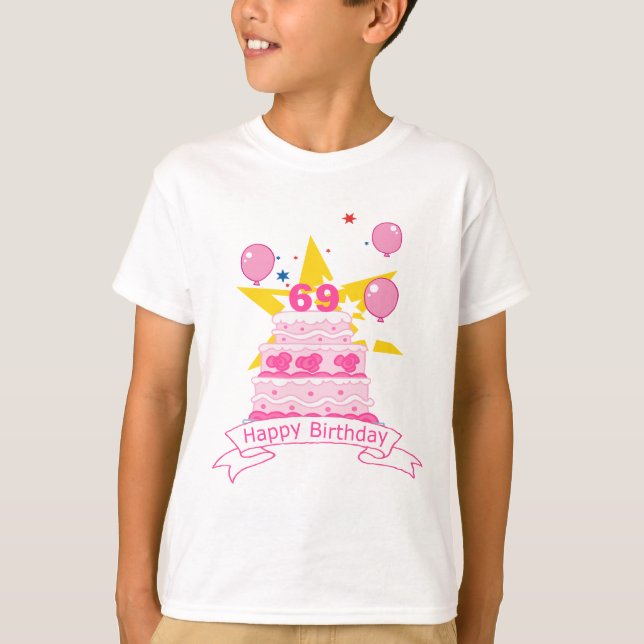 T-shirt Gâteau d'anniversaire 69 ans (Devant)