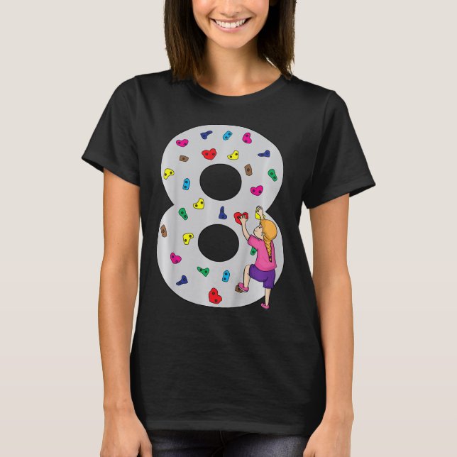 T-shirt Gâteau d'anniversaire 8 ans Fête Climber Grimpeur  (Devant)