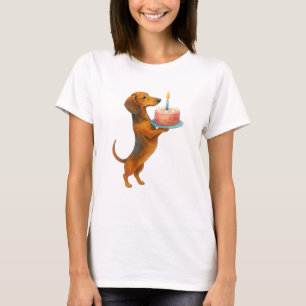 T-shirt Gâteau d'anniversaire chiot dachshund chien saucis