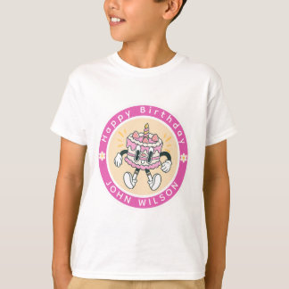 T-shirt Gâteau d'anniversaire dansant rétro mignon