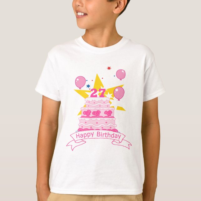 T-shirt Gâteau d'anniversaire de 27 ans (Devant)
