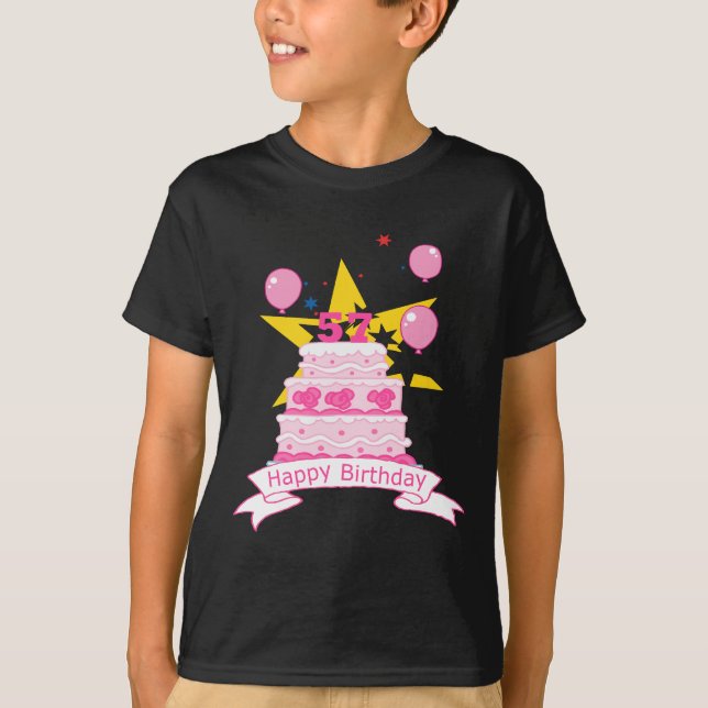 T-shirt Gâteau d'anniversaire de 57 ans (Devant)