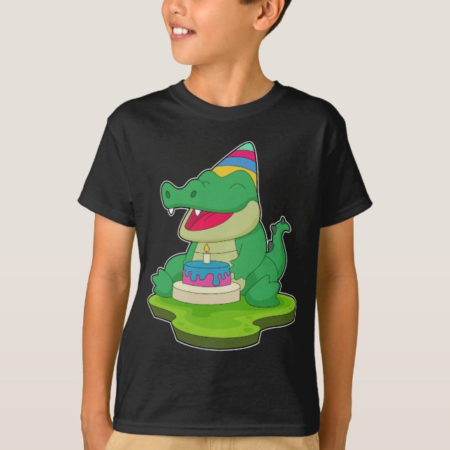 T-shirt Gâteau d'anniversaire de crocodile (Devant)