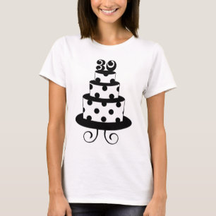 T-shirt Gâteau d'anniversaire de point de polka 30ème