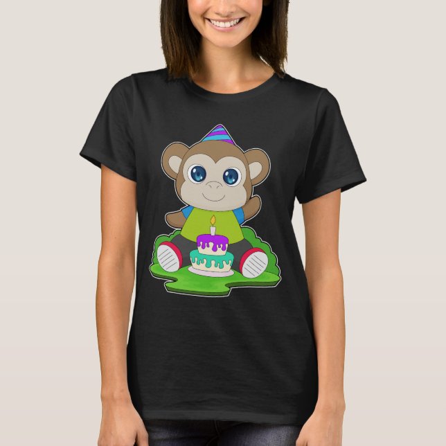 T-shirt Gâteau d'anniversaire de singe (Devant)