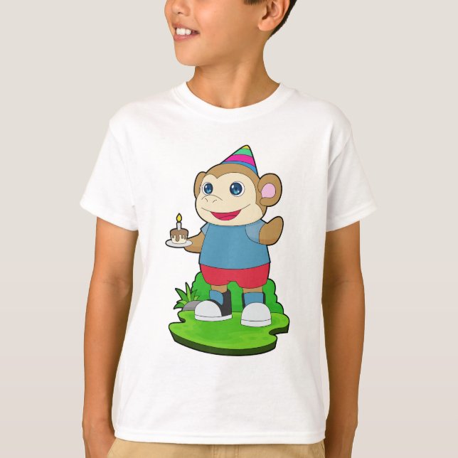 T-shirt Gâteau d'anniversaire du singe (Devant)