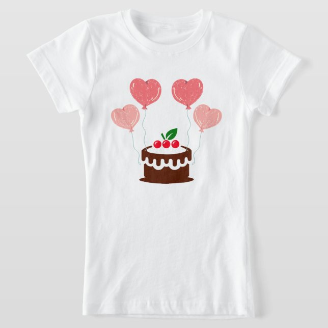 T-Shirt Gâteau d'anniversaire Fille Imprimé (Poser)