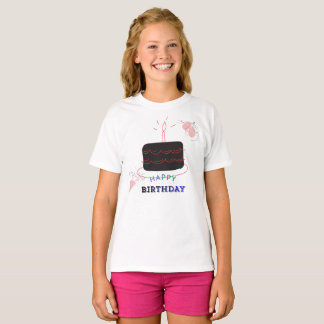 T-shirt Gâteau d'anniversaire fille imprimé