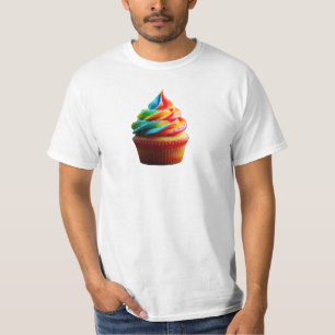 T-shirt Gâteau de SlipperyJoe au cupcake arc-en-ciel étour